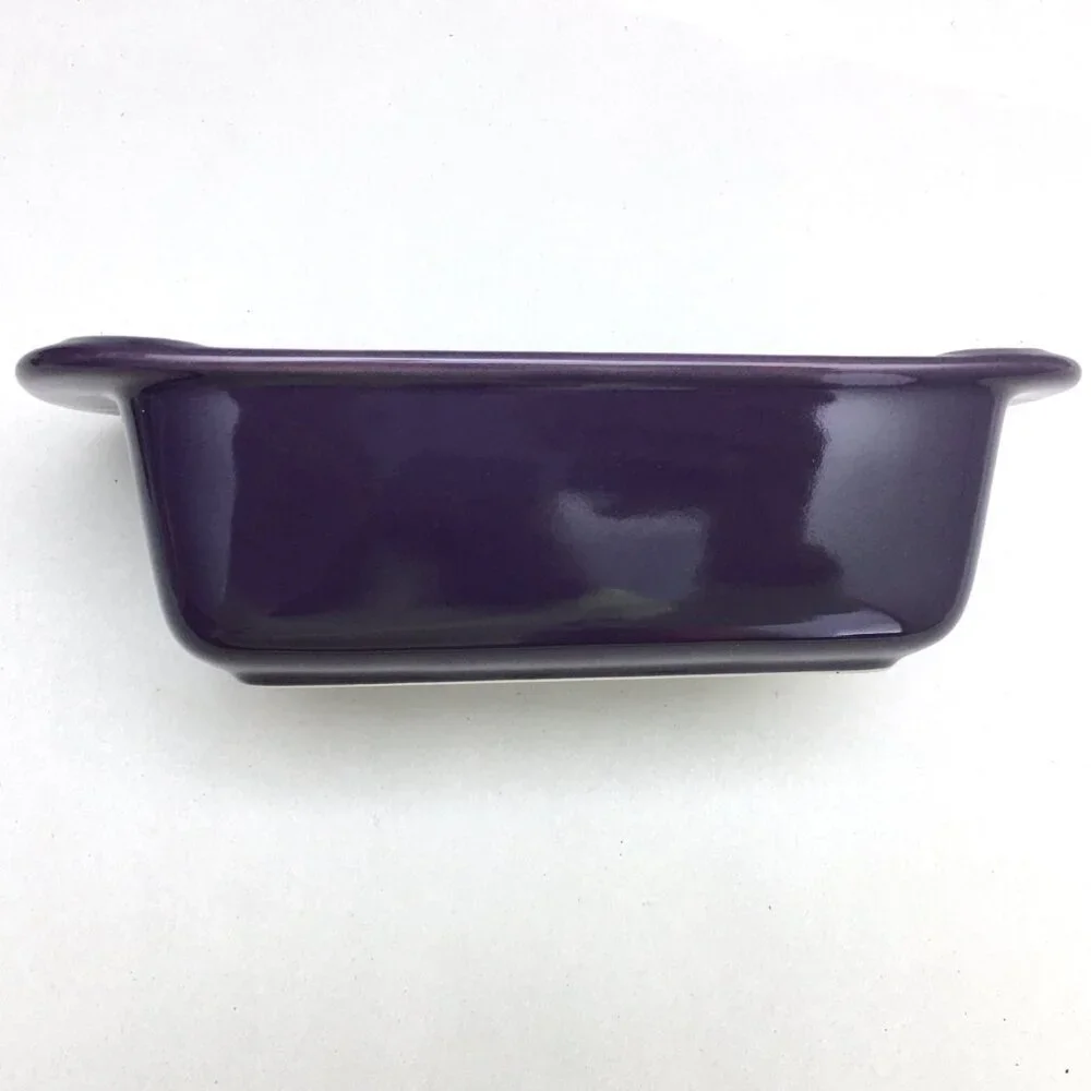 Longaberger Pottery Eggplant Purple Mini Loaf Dish Woven Traditions Bakeware